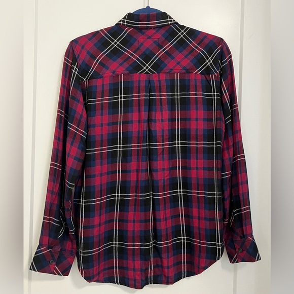 RAILS Hunter Button Down Shirt Onyx Scarlet Navy Flannel - Picture 4 of 6